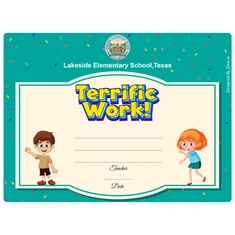 Terrific Work Classroom Award Certificate